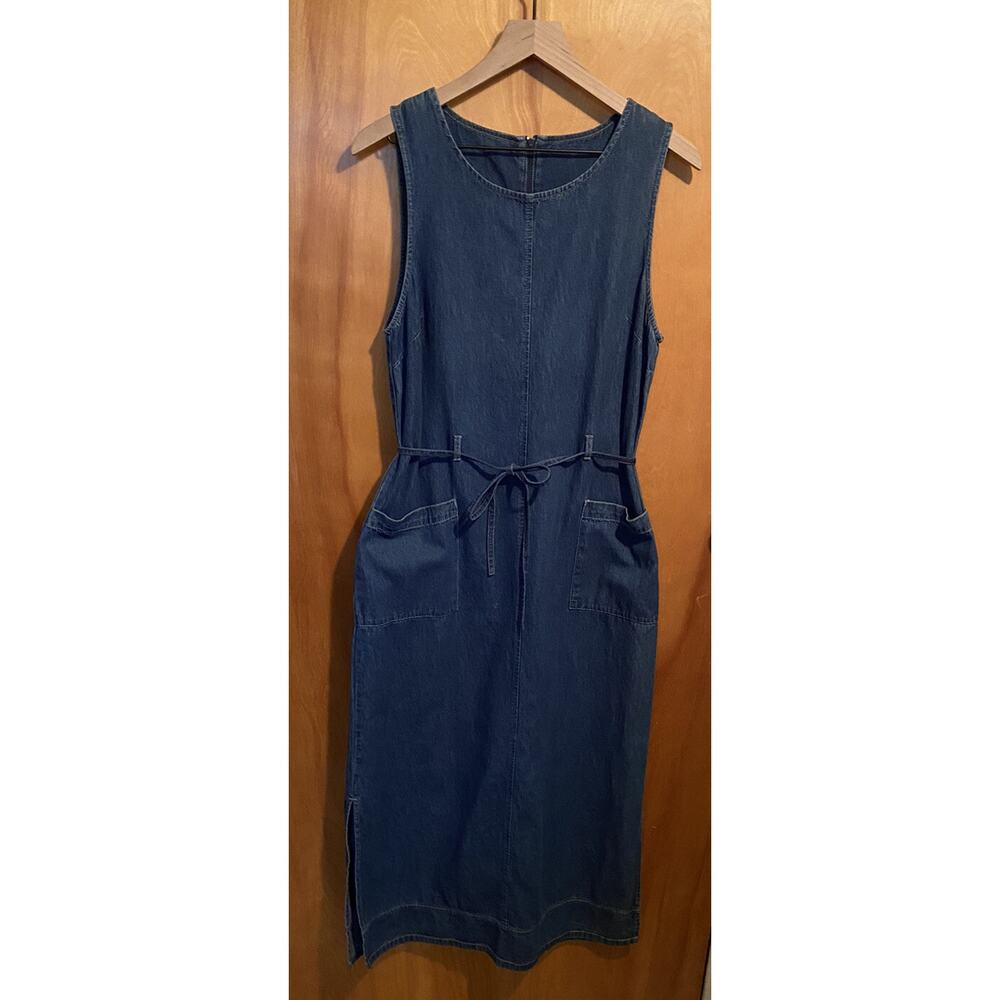 Lightweight Jean/Demin Sleeveless Maxi Dress with Belt by Expressions size M